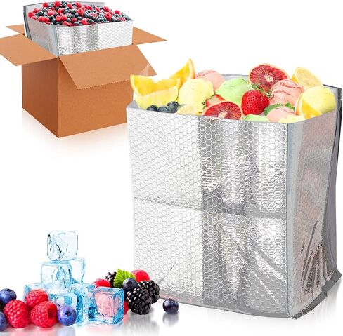 ABC PACK & SUPPLY 10 Pack Silver Foil Insulated Box Liners 11 x 8.5 x 5.5 inches. Shipping Boxes for Frozen Food, Odorless Insulated Containers. Leakproof Cold Shipping Boxes for Frozen Fish, Meat in Saudi Arabia
