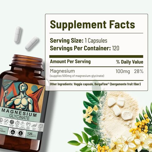 زيتا تشاد المغنيسيوم جليسينات | تخليق الحمض النووي والحمض النووي الريبي (RNA)، ودعم الجهاز العصبي، ووظيفة العضلات، وتخليق البروتين | عالي الامتصاص ولطيف على المعدة | 120 كبسولة in Saudi Arabia