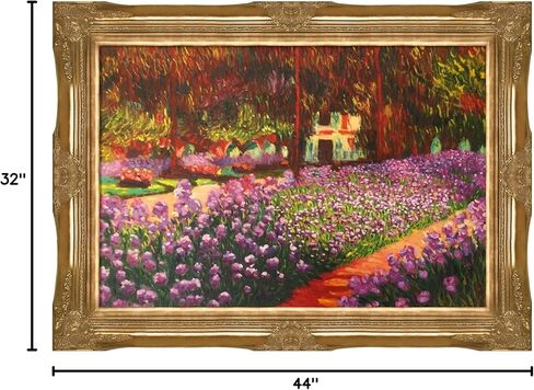 حديقة الفنان La Pastiche في جيفرني من تصميم كلود مونيه مع لوحة فنية جدارية زيتية بإطار ذهبي فيكتوري، 44 بوصة × 32 بوصة in Kuwait