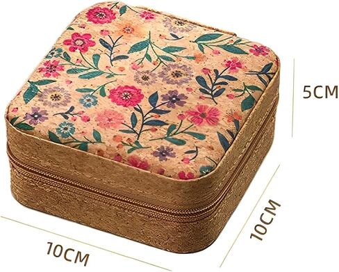 Travel Jewelry Box Women's Mini Jewelry Box Small Jewelry Organizer Exquisite Light Luxury Cork Jewelry Box Portable Travel Earring Ring Necklace Fashion Retro Jewelry Box (3) in Saudi Arabia