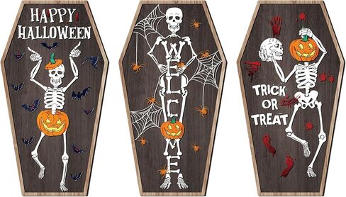 LHIUEM Halloween Restroom Decor Let That Shit Go Skull Sign(8"x15")Funny Halloween Tombstone Decoration Happy Halloween Gothic Wall Decor Humor Gift Wood Decor Hang for Livingroom Bathroom Accessories in Saudi Arabia