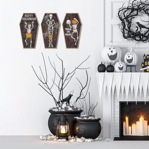 LHIUEM Halloween Restroom Decor Let That Shit Go Skull Sign(8"x15")Funny Halloween Tombstone Decoration Happy Halloween Gothic Wall Decor Humor Gift Wood Decor Hang for Livingroom Bathroom Accessories in Saudi Arabia