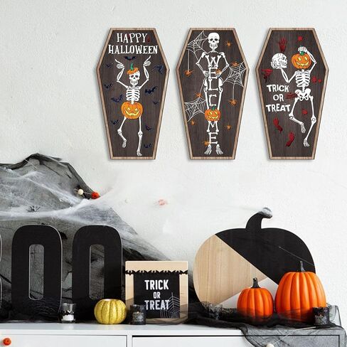 LHIUEM Halloween Restroom Decor Let That Shit Go Skull Sign(8"x15")Funny Halloween Tombstone Decoration Happy Halloween Gothic Wall Decor Humor Gift Wood Decor Hang for Livingroom Bathroom Accessories in Saudi Arabia