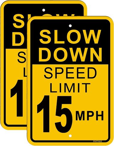 Speed Limit 15 MPH Sign 2 Pack 12 x 18 inches Slow Down Safety Sign for Street Reflective 40Mil Heavy Duty Aluminum Professional Printing UV Coating in Saudi Arabia