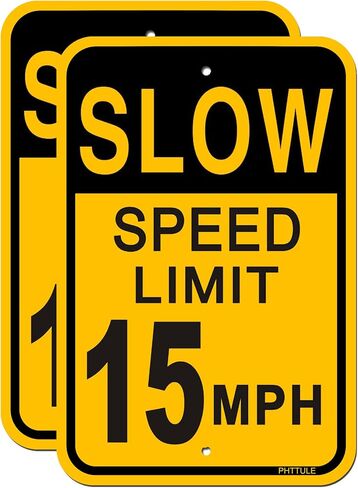 Speed Limit 15 MPH Sign 2 Pack 12 x 18 inches Slow Down Safety Sign for Street Reflective 40Mil Heavy Duty Aluminum Professional Printing UV Coating in Saudi Arabia