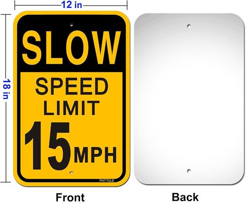 Speed Limit 15 MPH Sign 2 Pack 12 x 18 inches Slow Down Safety Sign for Street Reflective 40Mil Heavy Duty Aluminum Professional Printing UV Coating in Saudi Arabia