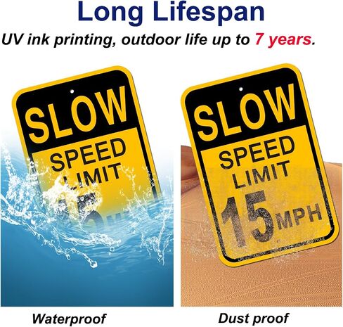 Speed Limit 15 MPH Sign 2 Pack 12 x 18 inches Slow Down Safety Sign for Street Reflective 40Mil Heavy Duty Aluminum Professional Printing UV Coating in Saudi Arabia