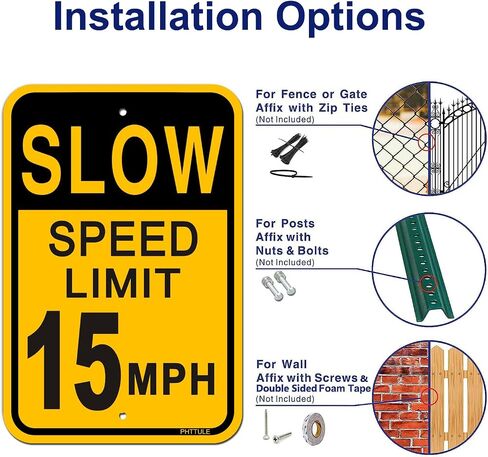 Speed Limit 15 MPH Sign 2 Pack 12 x 18 inches Slow Down Safety Sign for Street Reflective 40Mil Heavy Duty Aluminum Professional Printing UV Coating in Saudi Arabia