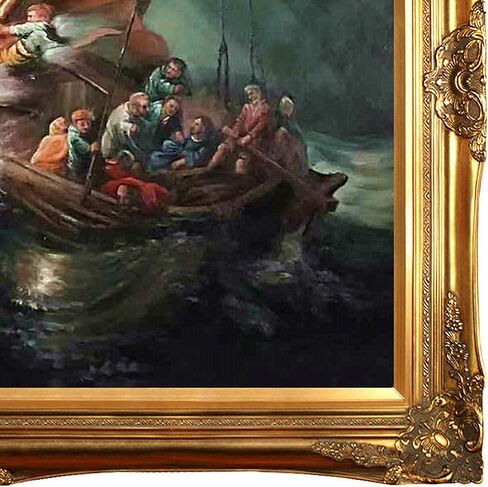 overstockArt المسيح في العاصفة من رامبرانت مع إطار ذهبي فيكتوري، لمسة نهائية ذهبية in Kuwait