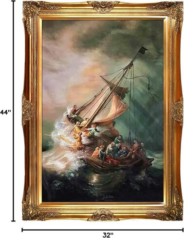 overstockArt المسيح في العاصفة من رامبرانت مع إطار ذهبي فيكتوري، لمسة نهائية ذهبية in Kuwait