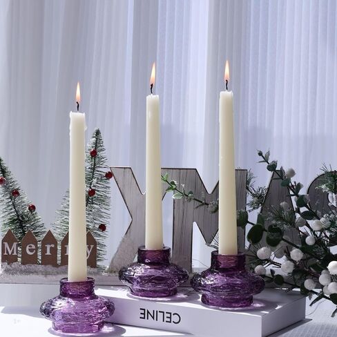 VOHO Mystery Purple Candlestick Holders 6 A Pack, Wavy Ribbed Candle Sticks Holder Decor for Halloween/Thanksgiving Decorations, Dual-Sided Glass Candle Holder for Candlesticks/Tea Lights Candles in Saudi Arabia