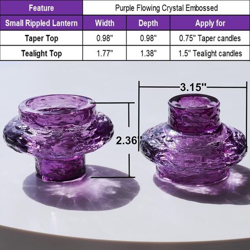 VOHO Mystery Purple Candlestick Holders 6 A Pack, Wavy Ribbed Candle Sticks Holder Decor for Halloween/Thanksgiving Decorations, Dual-Sided Glass Candle Holder for Candlesticks/Tea Lights Candles in Saudi Arabia