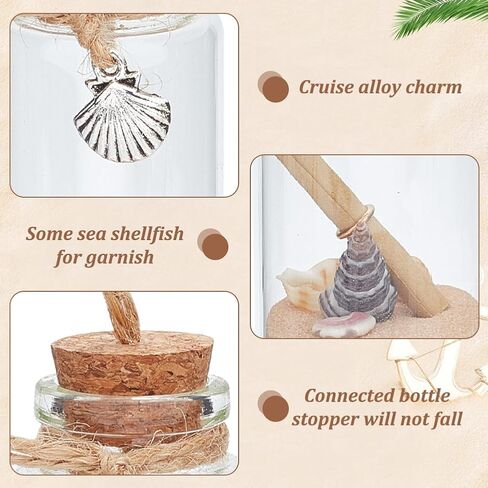 WEBEEDY 12 Sets DIY Glass Bottle Beach Ornaments Nautical Ocean Message Bottle Hanging Message in a Bottle Kit Glass Wish Jar for Beach Party Wedding Home Office Decor in Saudi Arabia