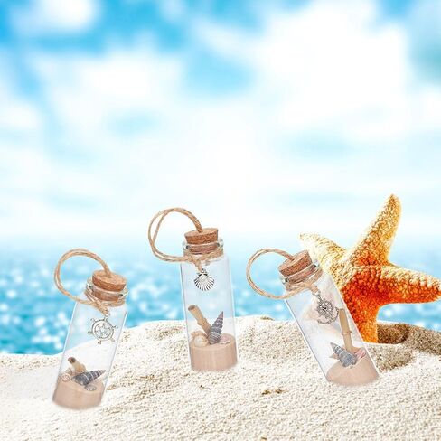 WEBEEDY 12 Sets DIY Glass Bottle Beach Ornaments Nautical Ocean Message Bottle Hanging Message in a Bottle Kit Glass Wish Jar for Beach Party Wedding Home Office Decor in Saudi Arabia