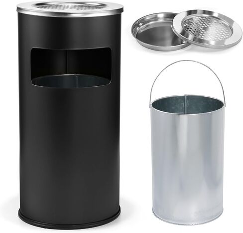 Outdoor Trash Can with Lid Round, Stainless Steel Garbage Can Waste Bin with Removable Inner Barrel Dome for Indoor,Home,Office,Restaurant,Patio,Garden,Kitchen(Sliver) in Saudi Arabia