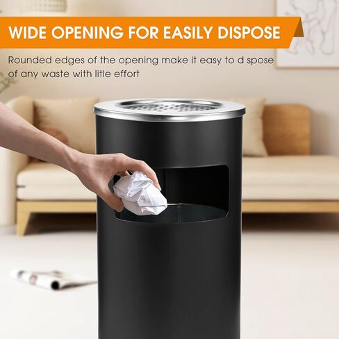 Outdoor Trash Can with Lid Round, Stainless Steel Garbage Can Waste Bin with Removable Inner Barrel Dome for Indoor,Home,Office,Restaurant,Patio,Garden,Kitchen(Sliver) in Saudi Arabia