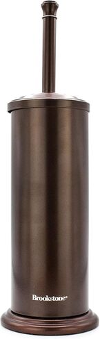 BROOKSTONE, Bronze Metallic Toilet Brush with Holder, Long Handle for Deep Bowl Cleaning, [Splash Protective Disc], Stylish Modern Space Saving Design, Leakproof Inner Container in Saudi Arabia