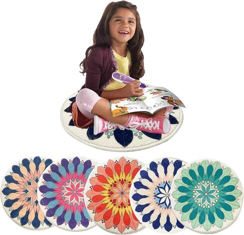 USTIDE 8Pc Round Kids Rug 16" Flower Shaped Kids Rug Seat Spots for Classroom Sitting Floor Seats for Kids Mats Pre-School Classroom Spots Marker for Classroom Kindergarden Playroom in Saudi Arabia