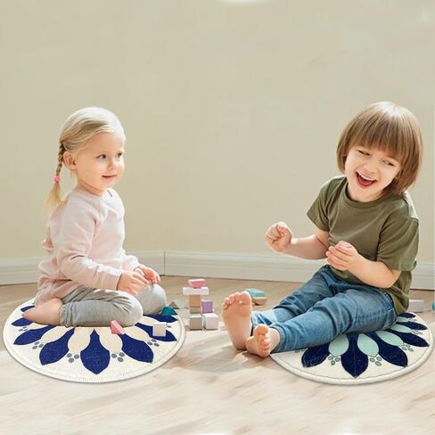 USTIDE 8Pc Round Kids Rug 16" Flower Shaped Kids Rug Seat Spots for Classroom Sitting Floor Seats for Kids Mats Pre-School Classroom Spots Marker for Classroom Kindergarden Playroom in Saudi Arabia