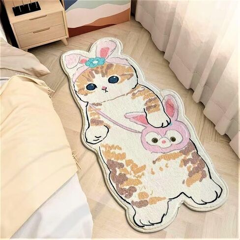 Cat Bathroom Rug Animal Bath Rug Floor Mat Soft and Cute Cat Bedroom Rug Non-Slip Cartoon Shower Mat Children Play Room Rug 31.5 x 63 inches. (SDNA5) in Saudi Arabia