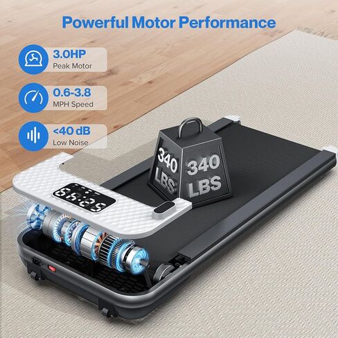 Walking Pad Treadmill 300LBS Capacity - Under Desk Treadmill with 5% Incline: Smart Voice Controlled Compatible with WELLFIT KINOMAP Apple Health - Only 40LBS Portable Treadmill for Home Office Small in Saudi Arabia