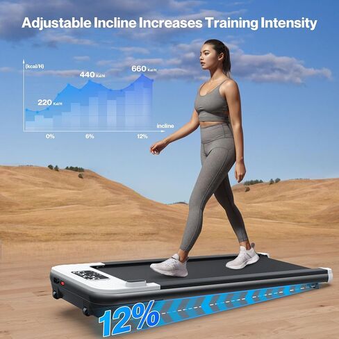 Walking Pad Treadmill 300LBS Capacity - Under Desk Treadmill with 5% Incline: Smart Voice Controlled Compatible with WELLFIT KINOMAP Apple Health - Only 40LBS Portable Treadmill for Home Office Small in Saudi Arabia