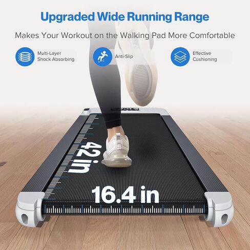 Walking Pad Treadmill 300LBS Capacity - Under Desk Treadmill with 5% Incline: Smart Voice Controlled Compatible with WELLFIT KINOMAP Apple Health - Only 40LBS Portable Treadmill for Home Office Small in Saudi Arabia