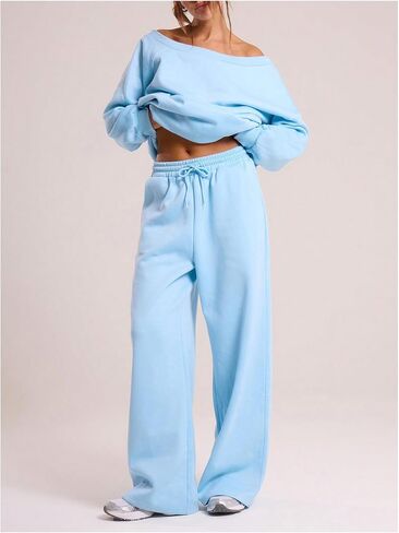 Women's Wide Leg Sweatpants Drawstring Waist Athletic Workout Baggy Pants Casual Long Sweat Pants in Saudi Arabia