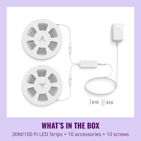 شريط إضاءة WiZ RGB LED - 50 قدمًا مقطوعًا ليناسب، 16 مليون لون + ظلال بيضاء، أوضاع إضاءة محددة مسبقًا، يتصل بشبكة Wi-Fi، والتحكم في الصوت/التطبيق، ويعمل مع Google Home وAlexa وHomeKit in Saudi Arabia