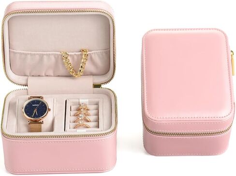 Watch Jewelry Travel Case for Men and Women, 1 Slot Watch Pouch with Jewelry Holder, Ring Necklace Earring Organizer for Home Storage, Travel and Display(Brown) in Saudi Arabia