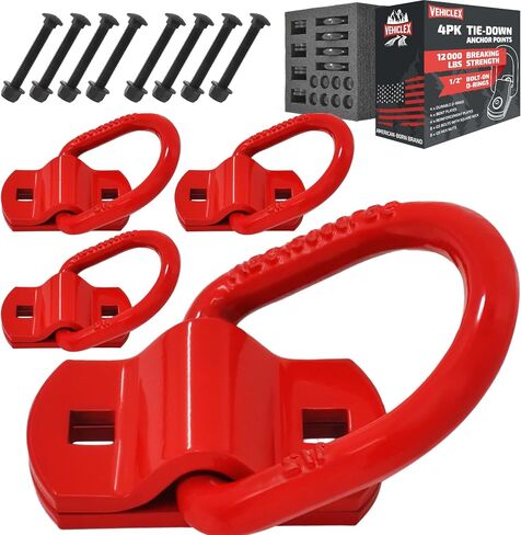 Vehiclex 1/2" Heavy Duty Forged D-Rings for Trailers - 12000 lbs Break Strength, Bolt-On D Rings Tie Down Anchor Points, Heavy Duty Trailer Tie Downs, 4 Pack Trailer D Rings Heavy Duty (Black) in Saudi Arabia
