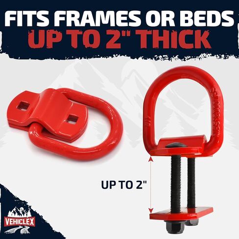Vehiclex 1/2" Heavy Duty Forged D-Rings for Trailers - 12000 lbs Break Strength, Bolt-On D Rings Tie Down Anchor Points, Heavy Duty Trailer Tie Downs, 4 Pack Trailer D Rings Heavy Duty (Black) in Saudi Arabia