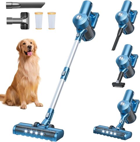 Cordless Vacuum Cleaner, 38Kpa Powerful Suction, Detachable Battery, 1.5L Dust Cup, 40 Mins Runtime, Anti-Tangle Handheld Vacuum, Lightweight Stick Vacuum for Pet Hair Hardwood Floor Carpet, Blue in Saudi Arabia