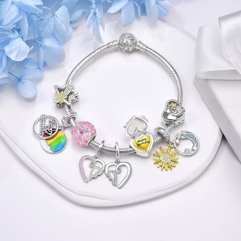 SEVENWELL Cocktail Dangle Charms for Pandora, Green Emerald Zirconia Bracelets Pendant Necklace Charm Beads, Perfect Charm for Mom, Daughter, Sister & More in Saudi Arabia