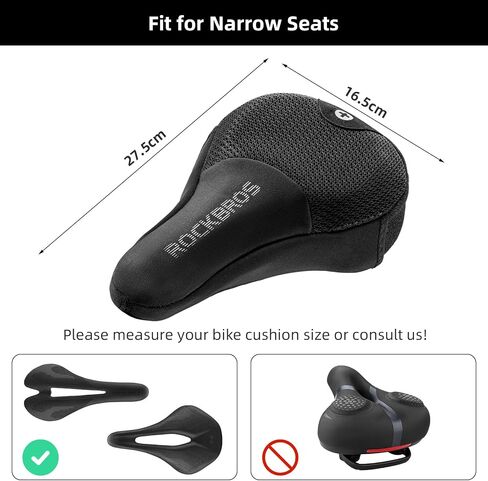 ROCKBROS Bike Seat Cushion with Airbag Anti-Slip Gel Bike Seat Cover for Kids Women Men Breathable & Waterproof Padded Bicycle Seat Cushion Cover for Road Mountain Bike in Saudi Arabia
