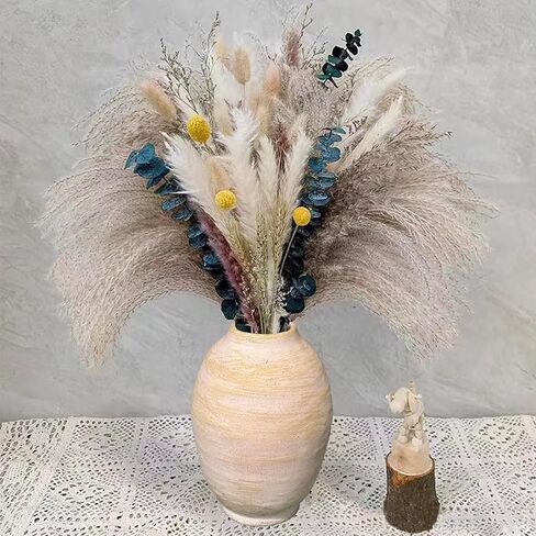 Rustic Ceramic Farmhouse Flower Large Vase - White Modern Farmhouse Vases Boho Ceramic Vase Terra Cotta Pottery Vase for Home Decor, Table, Living Room Decoration, Entryway Decor, Mantel Decorative in Saudi Arabia
