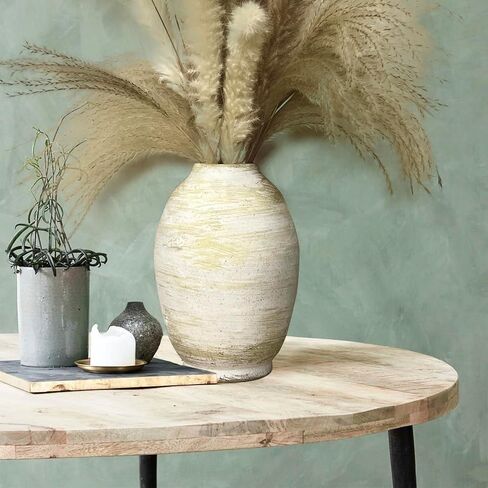 Rustic Ceramic Farmhouse Flower Large Vase - White Modern Farmhouse Vases Boho Ceramic Vase Terra Cotta Pottery Vase for Home Decor, Table, Living Room Decoration, Entryway Decor, Mantel Decorative in Saudi Arabia