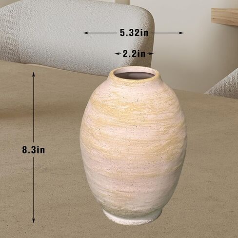 Rustic Ceramic Farmhouse Flower Large Vase - White Modern Farmhouse Vases Boho Ceramic Vase Terra Cotta Pottery Vase for Home Decor, Table, Living Room Decoration, Entryway Decor, Mantel Decorative in Saudi Arabia