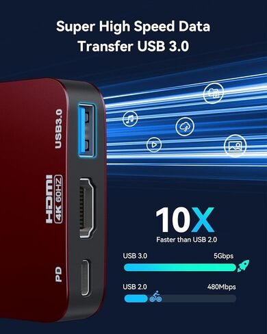 vilcome USB C to HDMI Adapter【4K@60HZ】, Type-C to HDMI Adapter Multiport with USB Type C PD & USB 3.0 Port, HDMI to USB C Adapter for MacBook Pro/Air, Ipad Pro/Air, Dell XPS 13/15 in Saudi Arabia