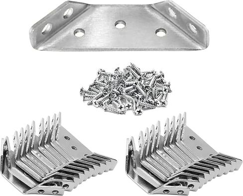 20Pack Stainless Steel Corner Braces Connector with 90 Screws,a Z-Shaped Double Head Screwdriver,Universal Trapezoidal Bracket for Furniture,Cabinets,Tables,Chairs-Strong Support and Easy Fastening in Saudi Arabia