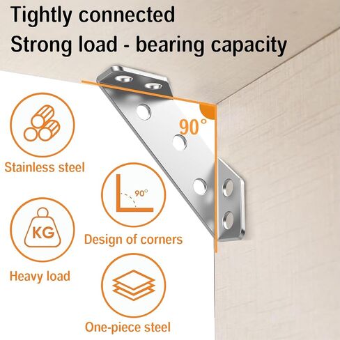 20Pack Stainless Steel Corner Braces Connector with 90 Screws,a Z-Shaped Double Head Screwdriver,Universal Trapezoidal Bracket for Furniture,Cabinets,Tables,Chairs-Strong Support and Easy Fastening in Saudi Arabia