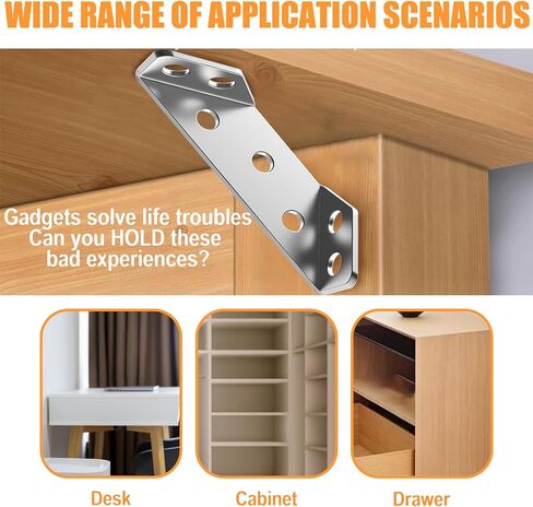 20Pack Stainless Steel Corner Braces Connector with 90 Screws,a Z-Shaped Double Head Screwdriver,Universal Trapezoidal Bracket for Furniture,Cabinets,Tables,Chairs-Strong Support and Easy Fastening in Saudi Arabia