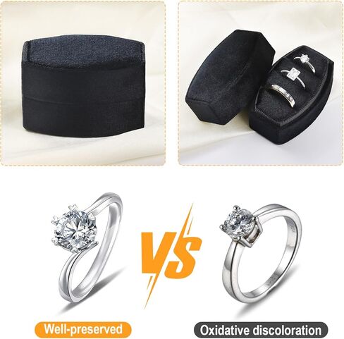 WantGor Velvet Ring Box, 3 Slots Jewelry Ring Gift Boxs Three Rings Holder Box Vintage Ring Display Case Jewelry Organizer for Wedding Ceremony Proposal Engagement (Olive Green) in Kuwait