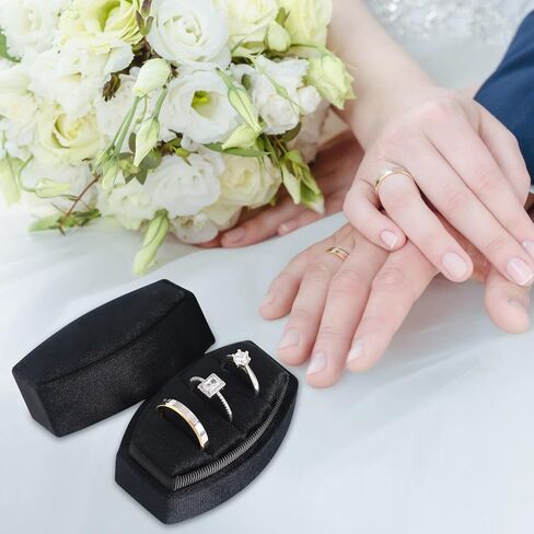 WantGor Velvet Ring Box, 3 Slots Jewelry Ring Gift Boxs Three Rings Holder Box Vintage Ring Display Case Jewelry Organizer for Wedding Ceremony Proposal Engagement (Olive Green) in Kuwait