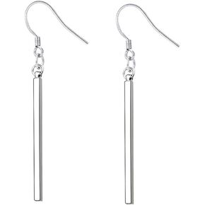 JczR.Y Vertical Bar Necklace Earrings for Women Gold Silver Long Bar Pendant Necklace Minimalist Bar Stick Necklace Earrings Fashion Jewelry Set