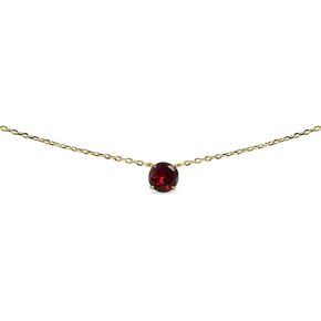 Sterling Silver Round-cut Created Ruby Solitaire Choker Necklace for Teens or Women