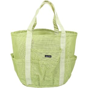 Zoie + Chloe Beach Mesh Tote Bag - 8 Pockets, Zipper, Key Hook & Carabiner