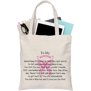 BDPWSS Breast Cancer Awareness Tote Bags For Women Breast Cancer Survivor Gift You Are Unbreakable You Are a Warrior Handbag