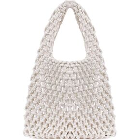 Naimo Straw Beach Bag Large Woven Rattan Shoulder Bag Fishing Net Handbag Cotton Rope Tote Summer Crochet Hobo Bag