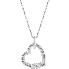 La4ve Diamonds Round Cut Diamond Bar, Mom Son Child Daughter, Two-tone Double Row Triple Open Knot Tilted Heart Locket Pendant Necklace in Flash-plated Sterling Silver | Jewelry for Mother's day Women Girls | Gift Box Included